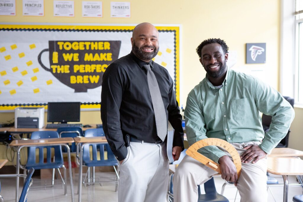 two teachers in a classroom