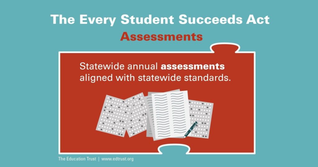 Red and green Every Student Succeeds Act graphic