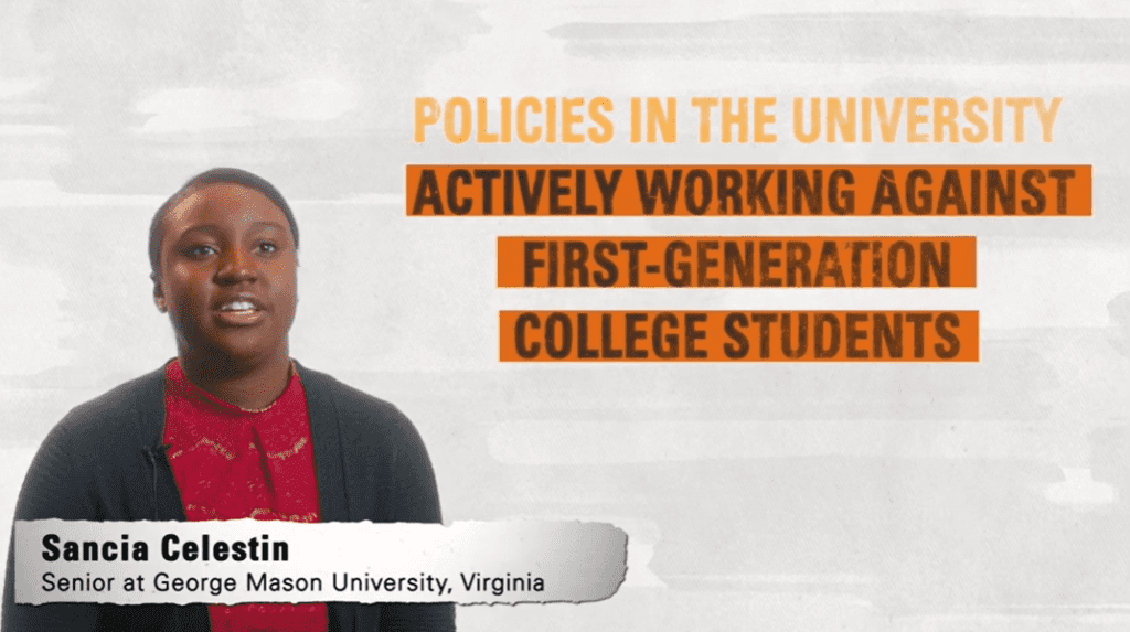 Sancia Celestin - College Senior -Policies in the University working against first-generation college students