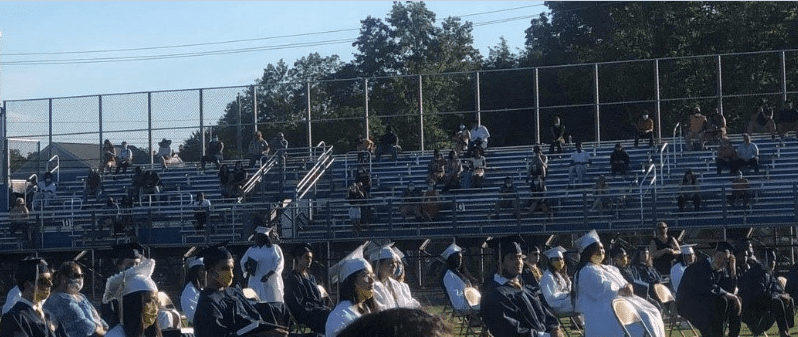 High school graduation at football stadium