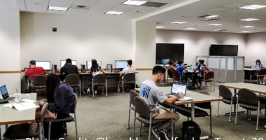 College students in a computer lab completing assignments