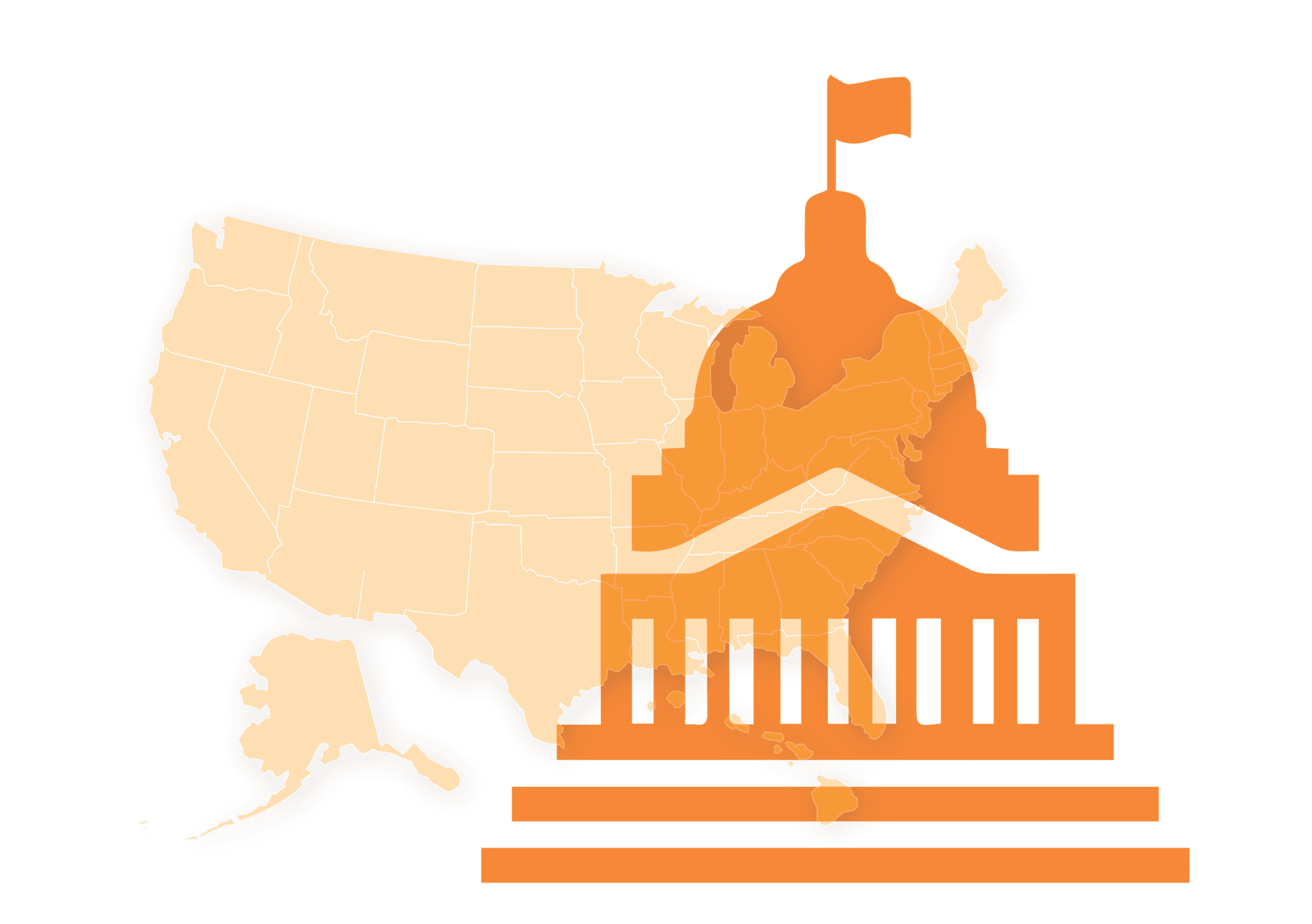 Graphic of the United States and state capitol