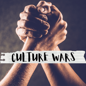 Two hands holding with the words 'culture wars' in front