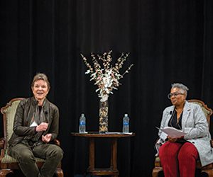 Education Trust founder Kati Haycock (left) onstage with President and CEO Denise Forte (right)