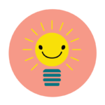 icon of a lightbulb with a smiley face