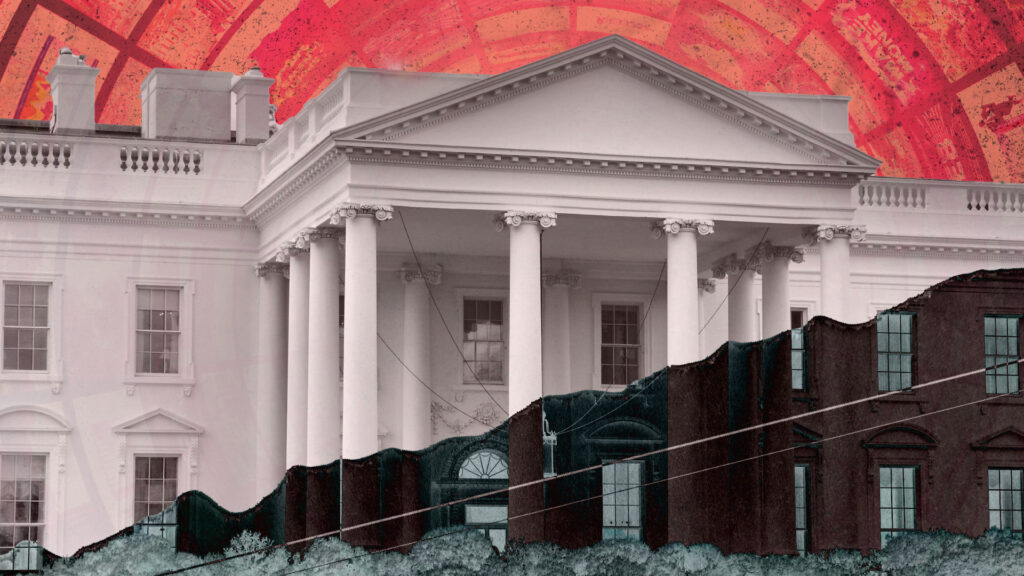 Stylized photo of the White House front building