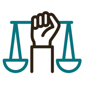 Icon of a hand holding up a scale