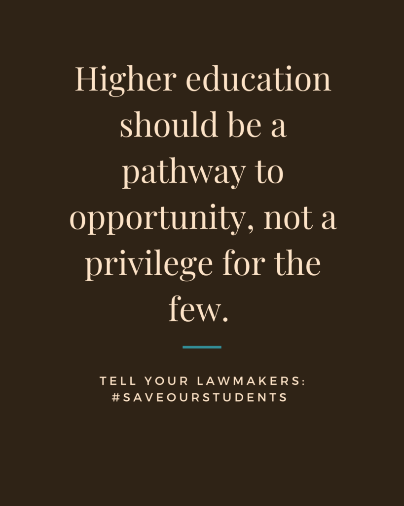Social media tile: Higher education should be a pathway to opportunity, not a privilege for the few.