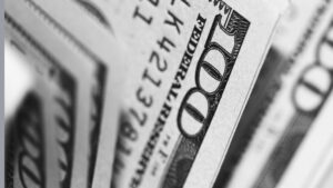 Close up of edge of a 100 hundred dollar bill