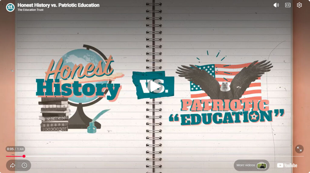 screenshot of video titled Honest History vs. Patriotic Education